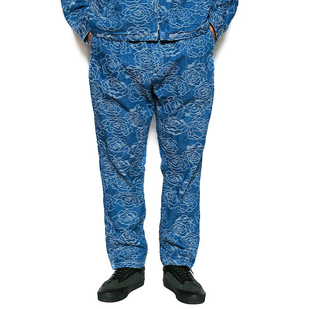 ROSE PATTERN JACQUARD DENIM EASY TROUSERS