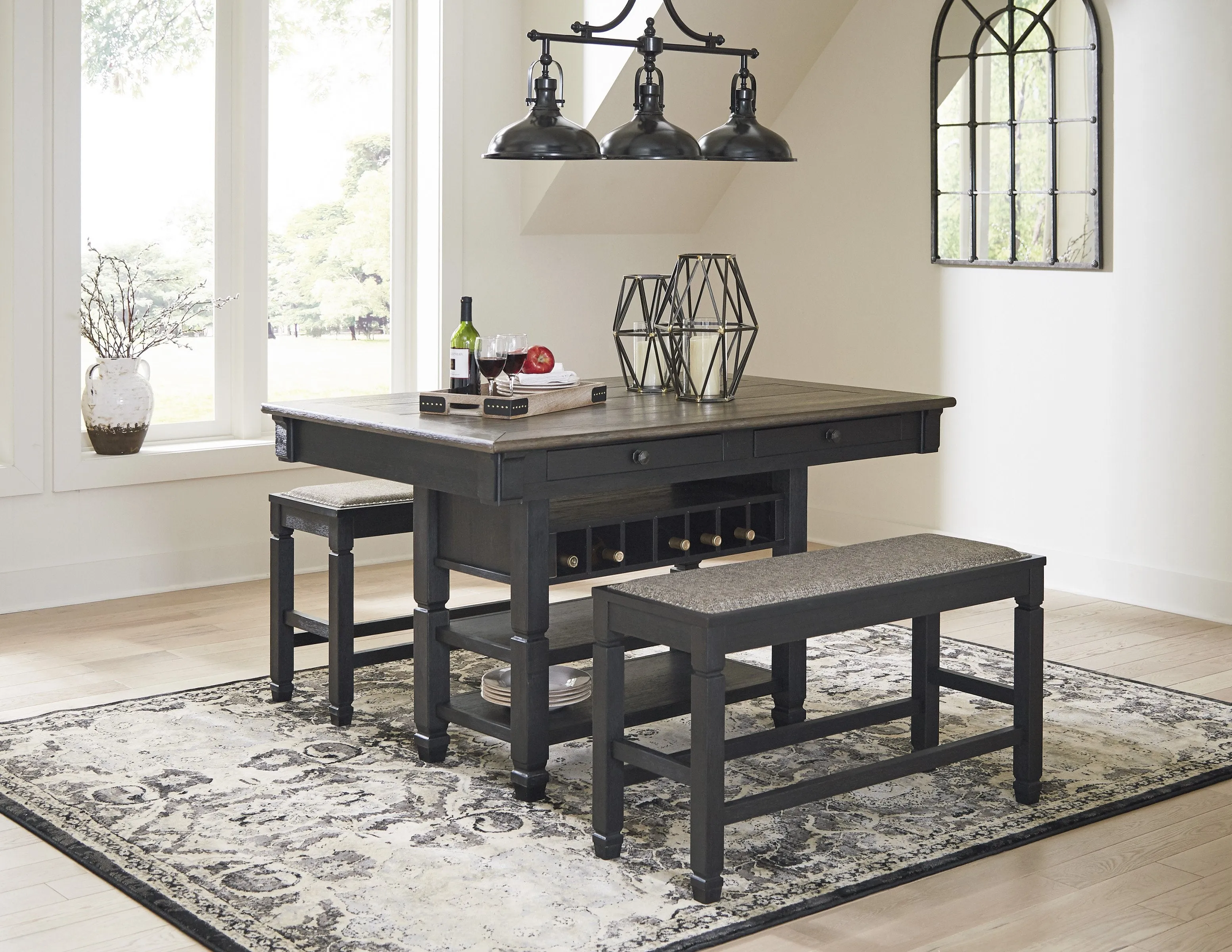 Tyler Creek Black-Gray Counter Height Set