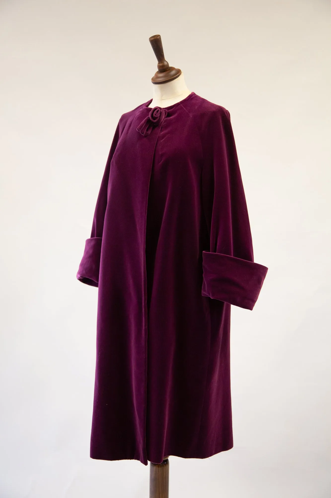 Vintage 1950s Plum Velvet Duster Coat