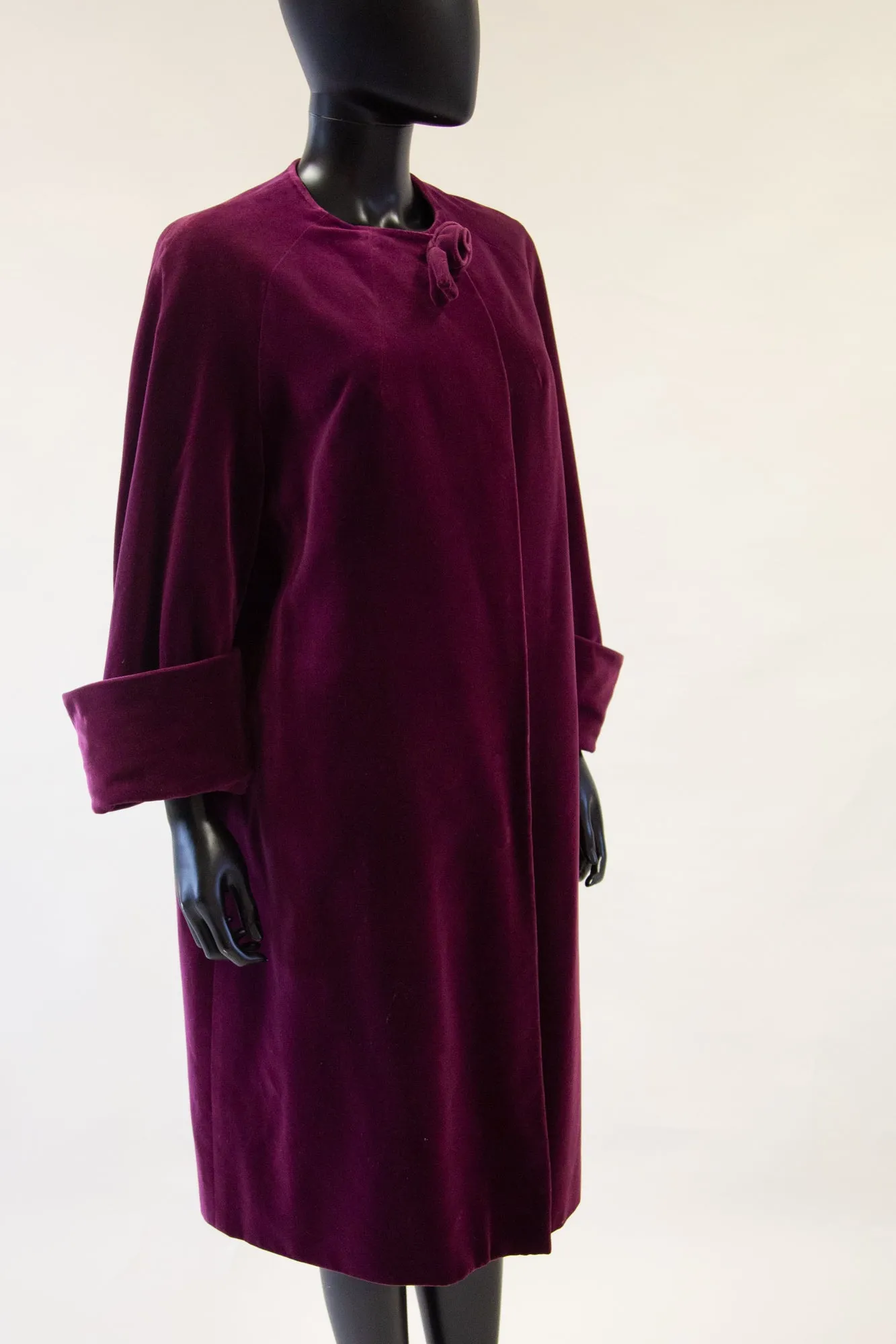 Vintage 1950s Plum Velvet Duster Coat