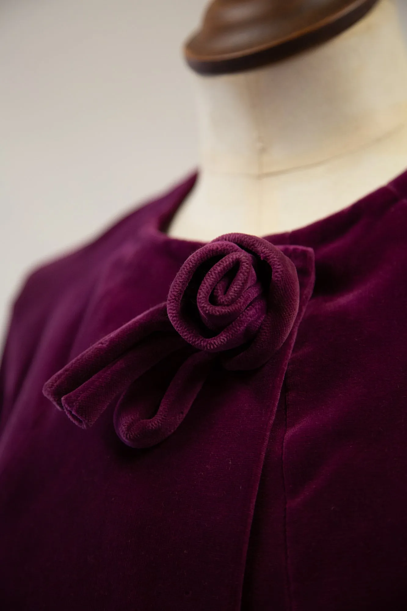 Vintage 1950s Plum Velvet Duster Coat