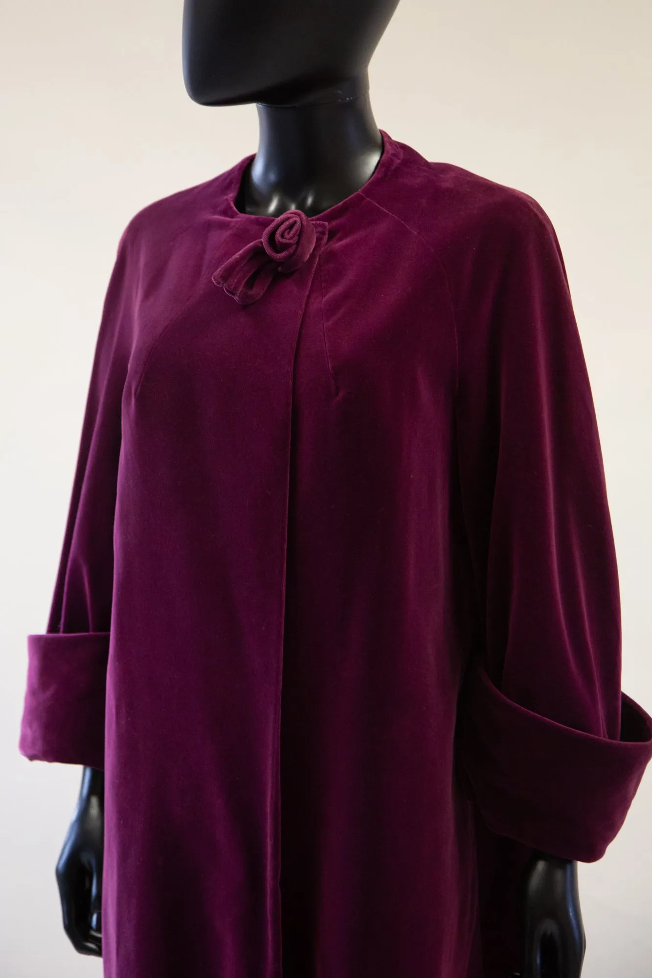 Vintage 1950s Plum Velvet Duster Coat