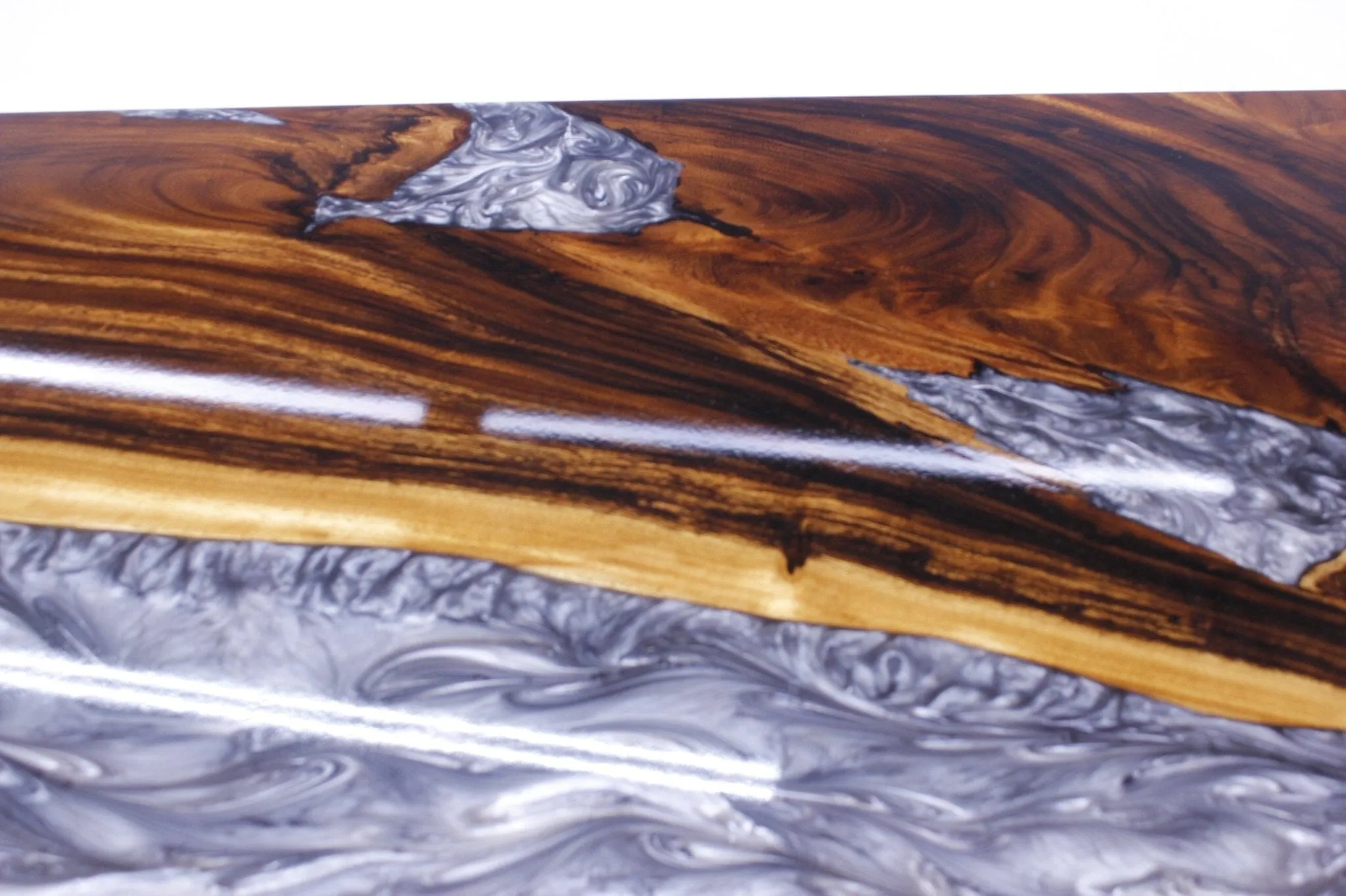 Walnut Live Edge Slab Dining Tabletop - Gray River Epoxy - 80 x 40 x 2"