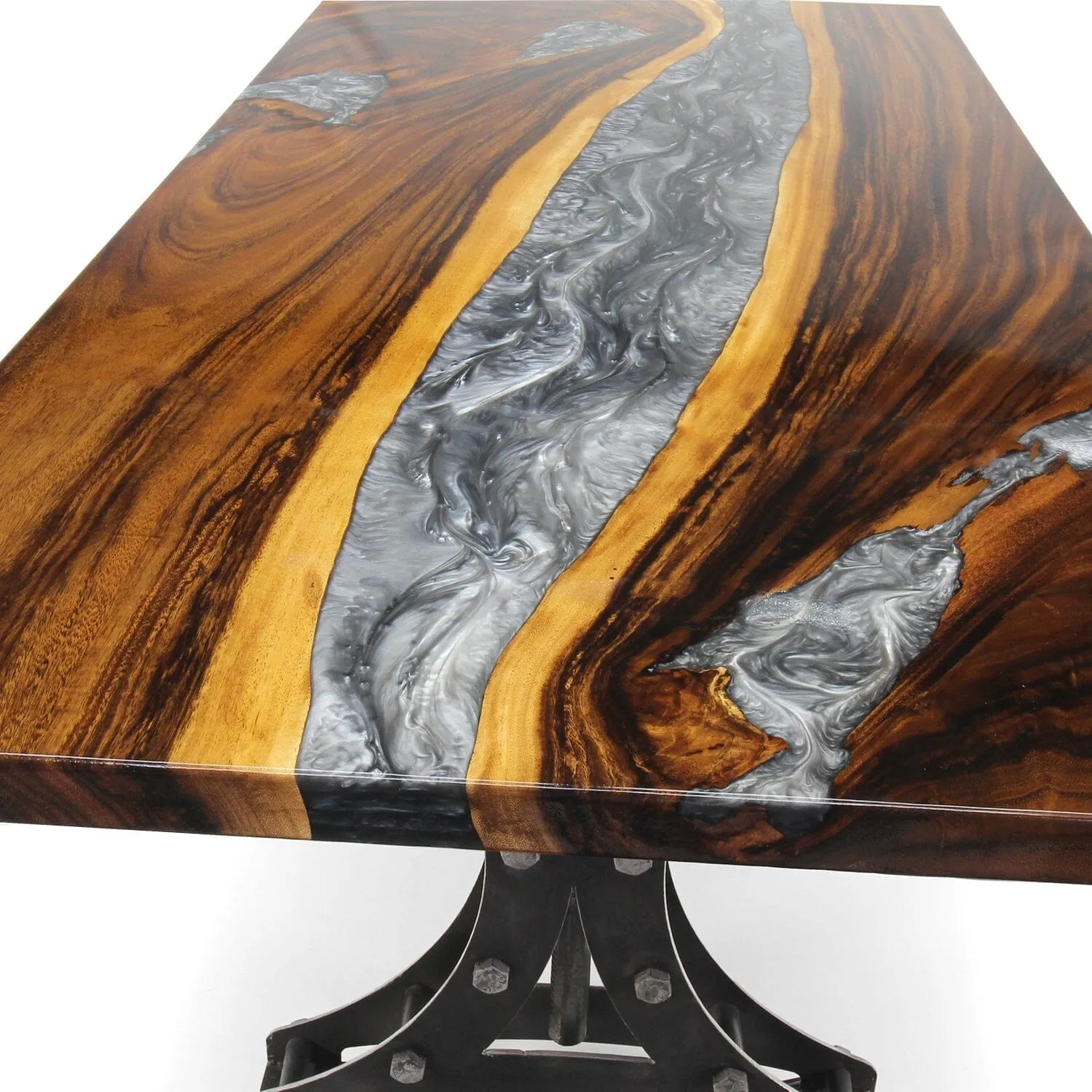 Walnut Live Edge Slab Dining Tabletop - Gray River Epoxy - 80 x 40 x 2"