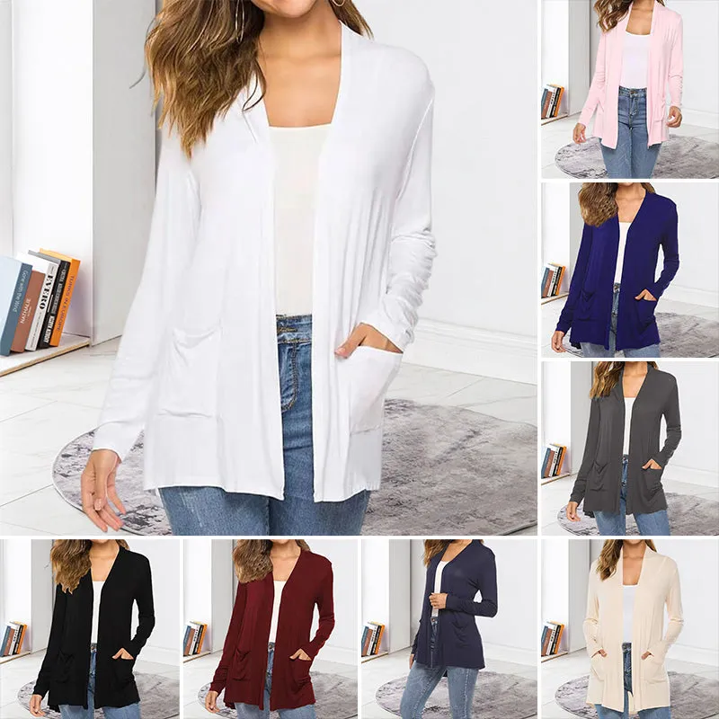 Women's Casual Lightweight Open Front Long Sleeve Cardigans