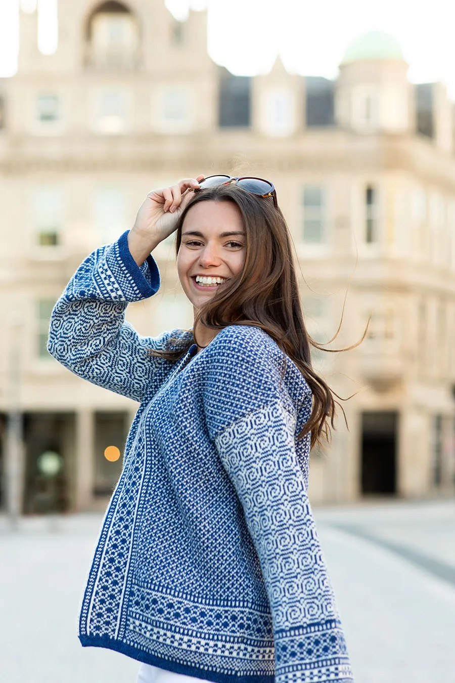 Womens Fair isle Towie Kimono Cardigan / Coatigan - Royal Blue