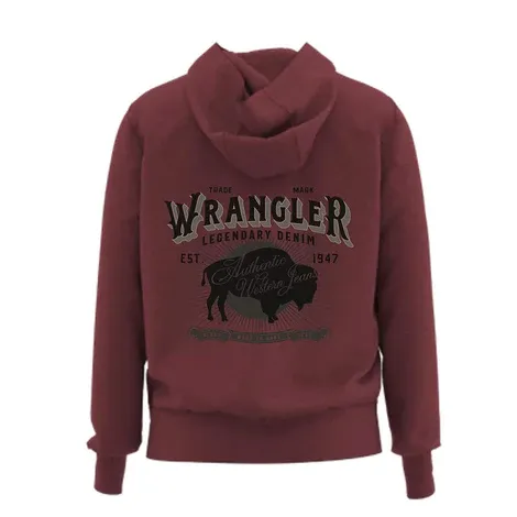 Wrangler Men's Burgundy Buffalo Graphic Hoodie